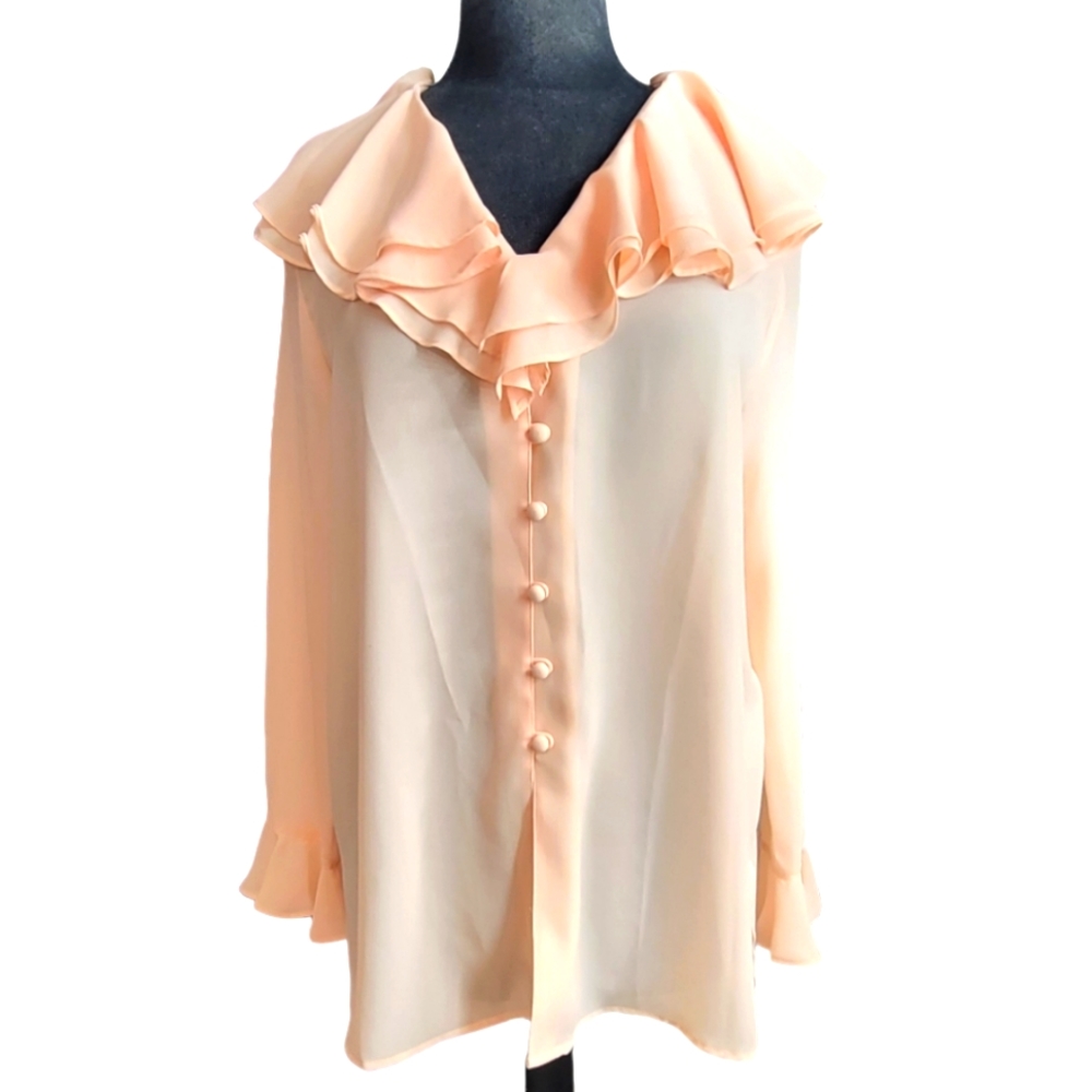 Vintage Chaus sheer peach blouse